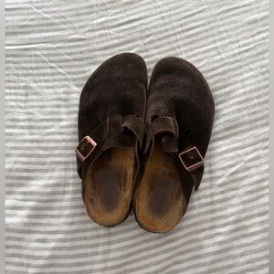 Birkenstock Dark Brown Suede Clogs